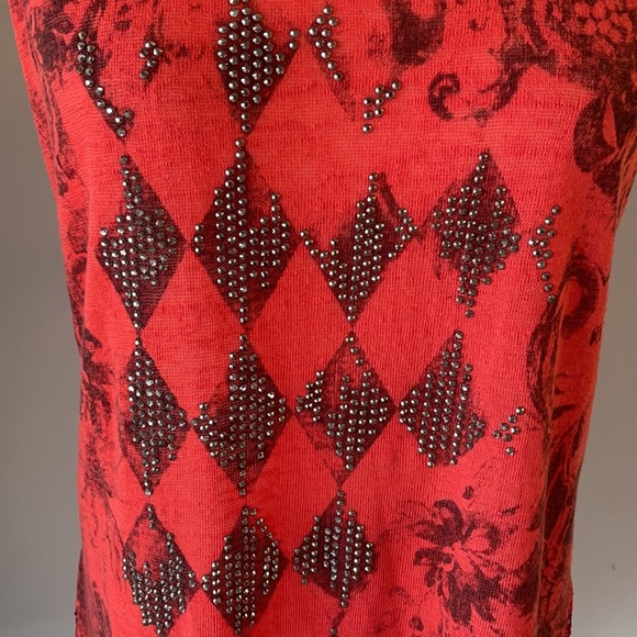 MISS ME VINTAGE EMBELLISHED TANK. Distressed, sparkle, mesh net back size Large - Picture 4 of 15